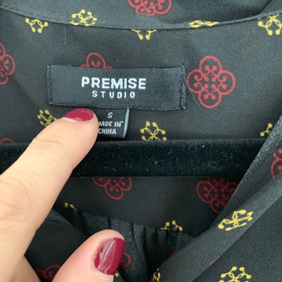 Nordstrom Black blouse with red and yellow design - Picture 3 of 3